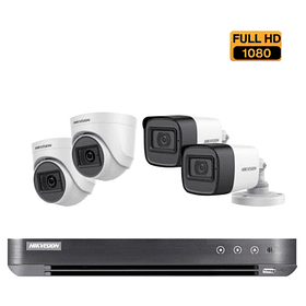 KiT 4 Cámaras FHD con disco duro Hikvision