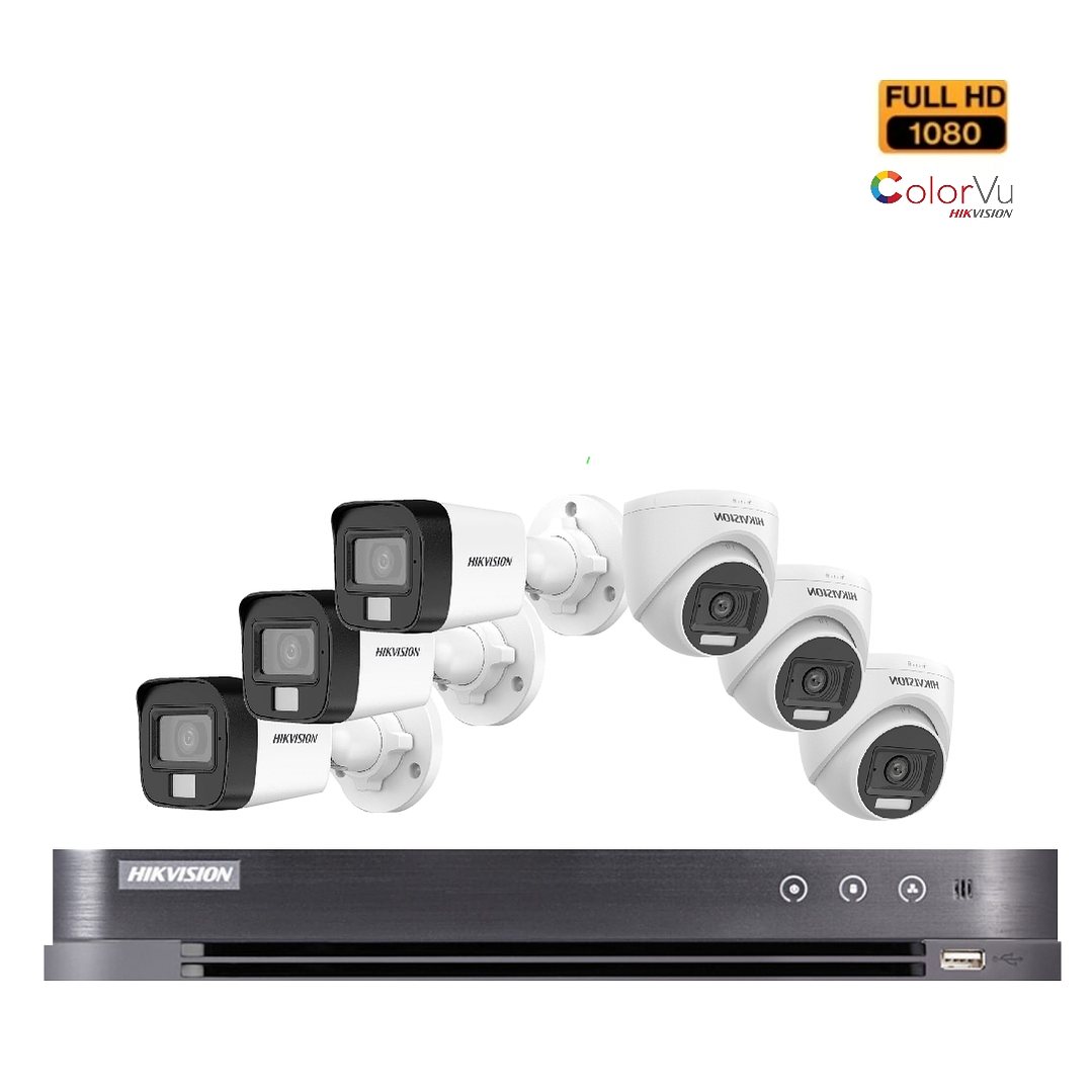 Kit 6 cámaras DVR 8 canales, color noche FHD 1