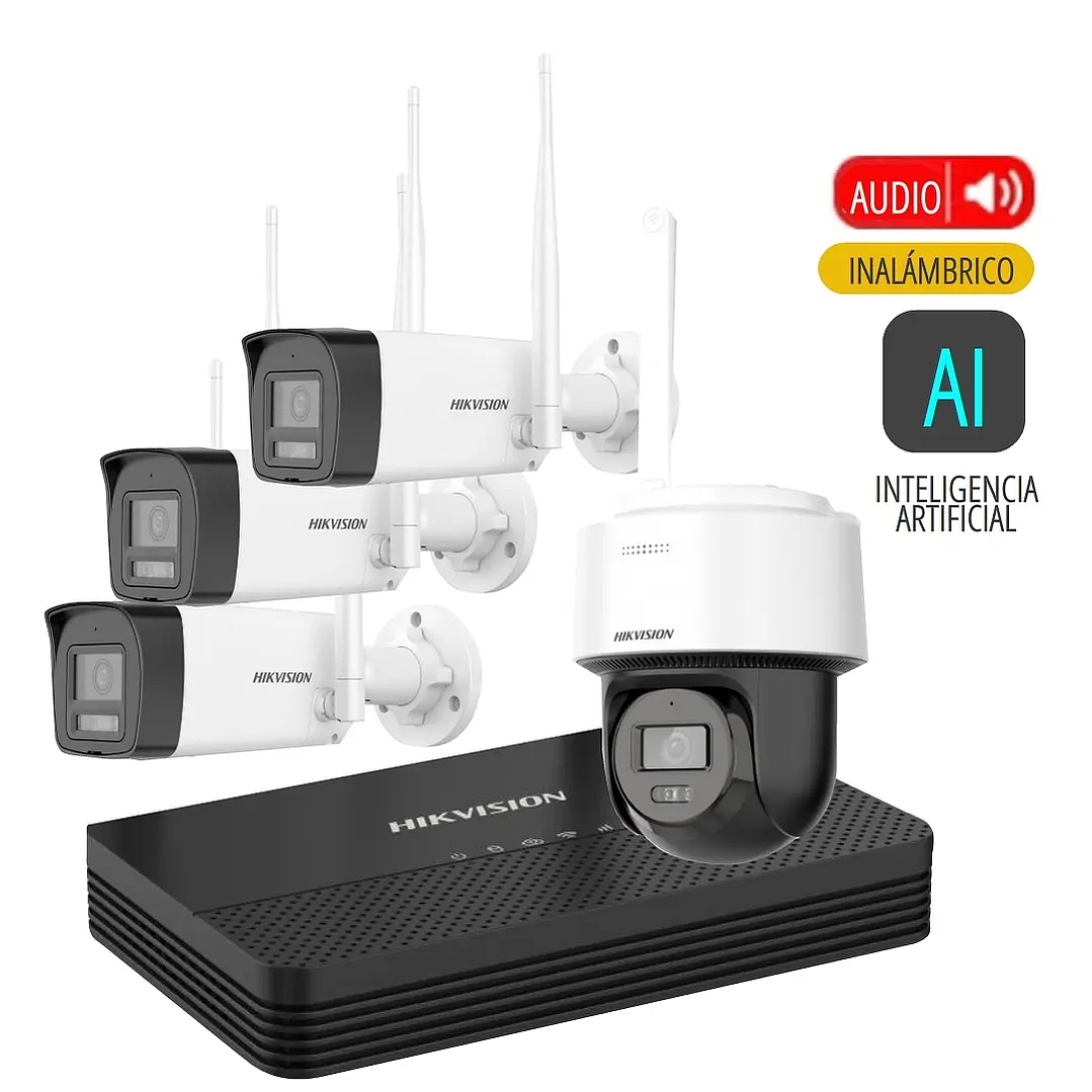 KIT 4 Cámaras inalámbrico con inteligencia artificial Hikvision 1