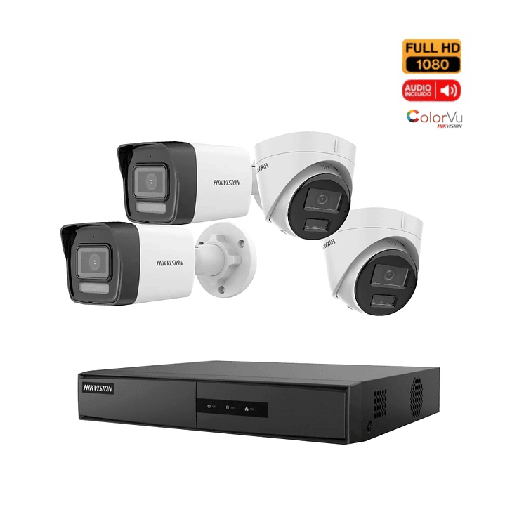 Kit NVR IP Poe 4 cámaras incluye Disco duro, audio, color noche y día 1