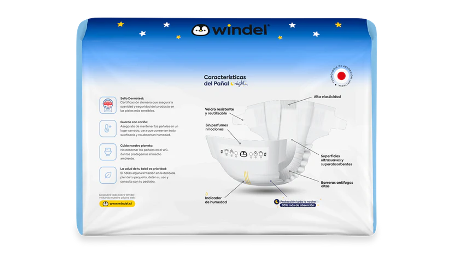 Windel XL Night 🌙 34 unidades 2
