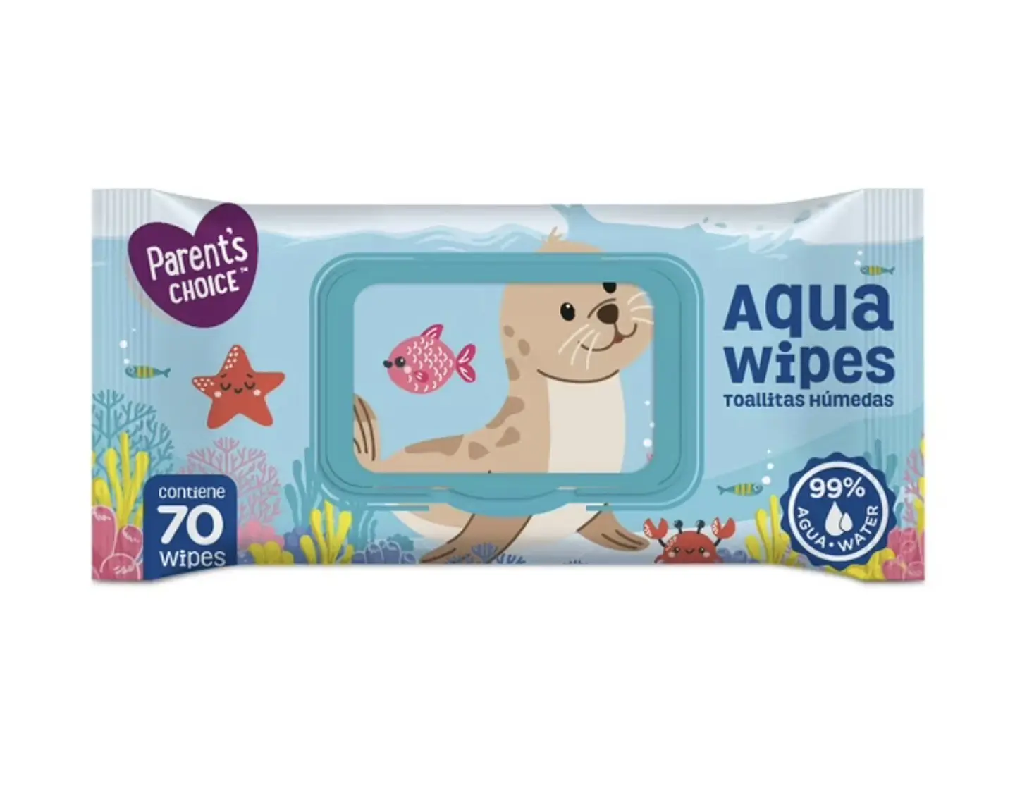 Pack 3 toallitas bebe Toallitas Húmedas Parent's Choice 99% Agua, 210 Un 1