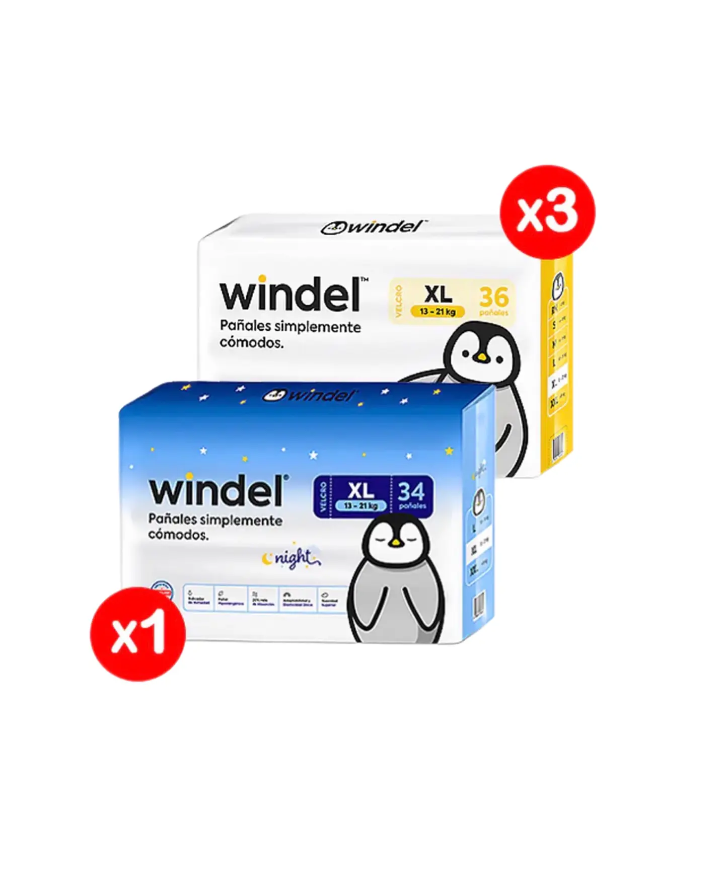 PACK Windel 1 Night XL y 3 XL 1