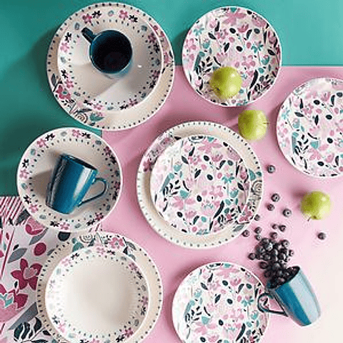 Vajilla Corona Jardín 4 Puestos 16 Piezas