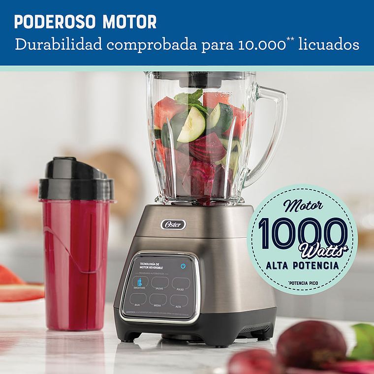 Oster® Licuadora, con Tecnología Reversible y Pantalla Táctil, 3 Velocidades 2