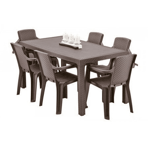 Combo Mesa Eterna Familiar + 6 Sillas Eternas con Brazos / Rimax