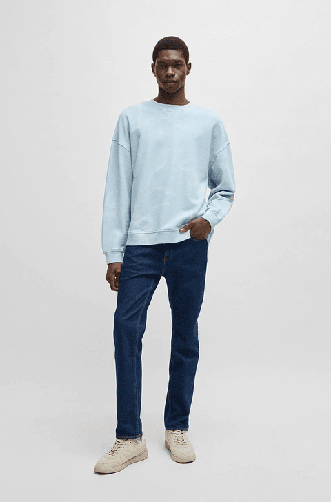 BUZO LOOSE FIT EN FELPA DE ALGODÓN EN EFECTO TEÑIDO CON NUDOS HOMBRE