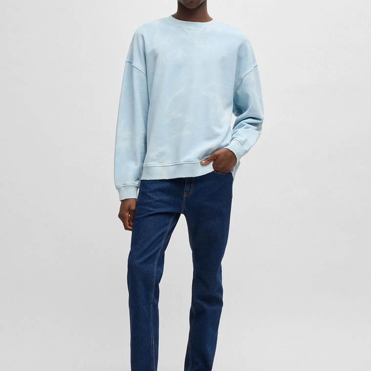 BUZO LOOSE FIT EN FELPA DE ALGODÓN EN EFECTO TEÑIDO CON NUDOS HOMBRE 1