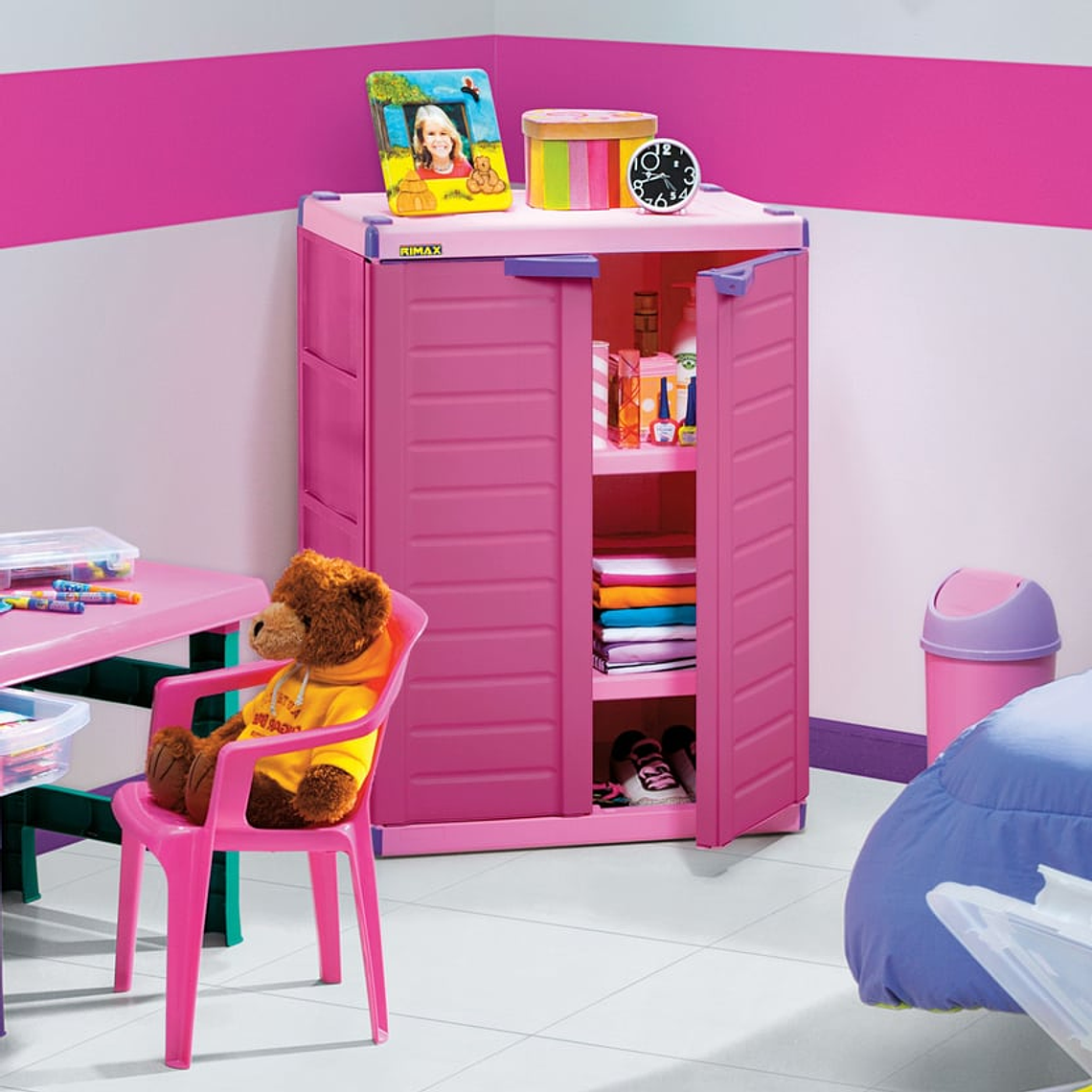 Armario Infantil 2 Puertas 94x45x65 cm Rosado 2