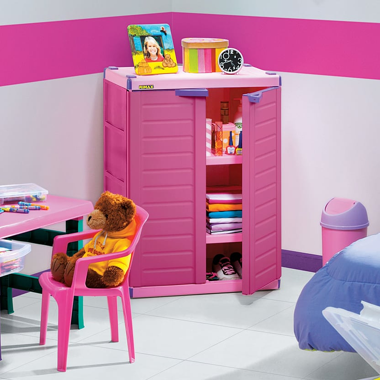 Armario Infantil 2 Puertas 94x45x65 cm Rosado 2