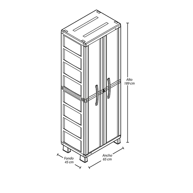 Armario Clásico Rattán 2 Puertas Café de 189x45x65 cm 3