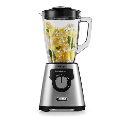 Licuadora IMUSA Ultraforce + 8V, 1000W, Vidrio, 2.2L, Acero inoxidable
