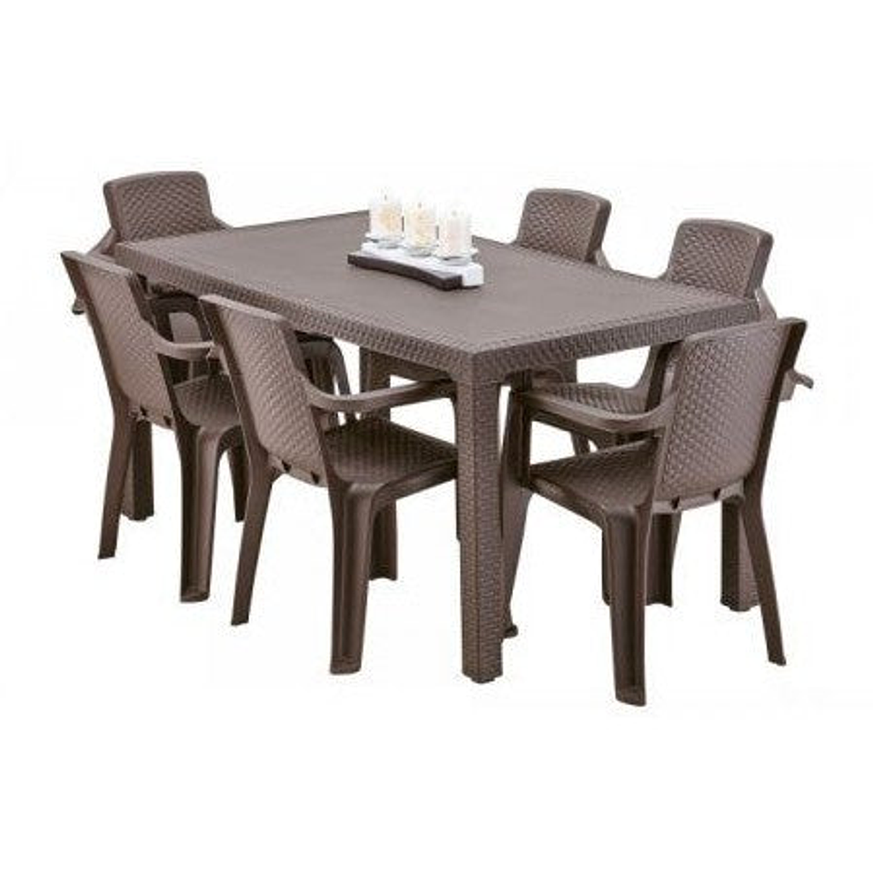 Combo Mesa Eterna Familiar + 6 Sillas Eternas con Brazos / Rimax 1