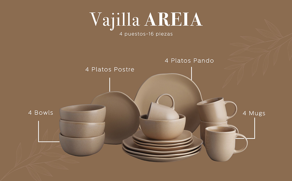 Vajilla Corona Areia 4 Puestos 16 Piezas 5