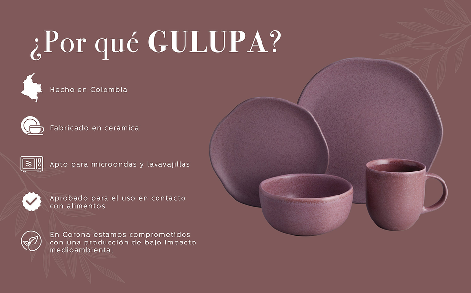 Vajilla Corona Gulupa 4 Puestos 16 Piezas 2