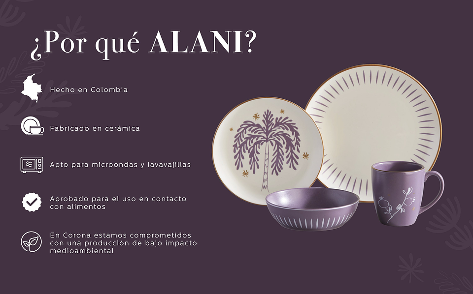 Vajilla Corona Alani 4 Puestos 16 Piezas 4