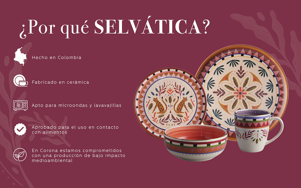 Vajilla Corona Selvática 4 Puestos 16 Piezas 2