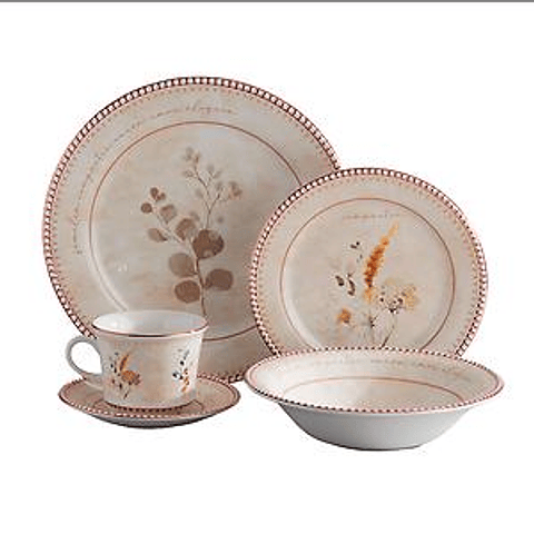Vajilla Corona Amorette 4 Puestos 20 Piezas