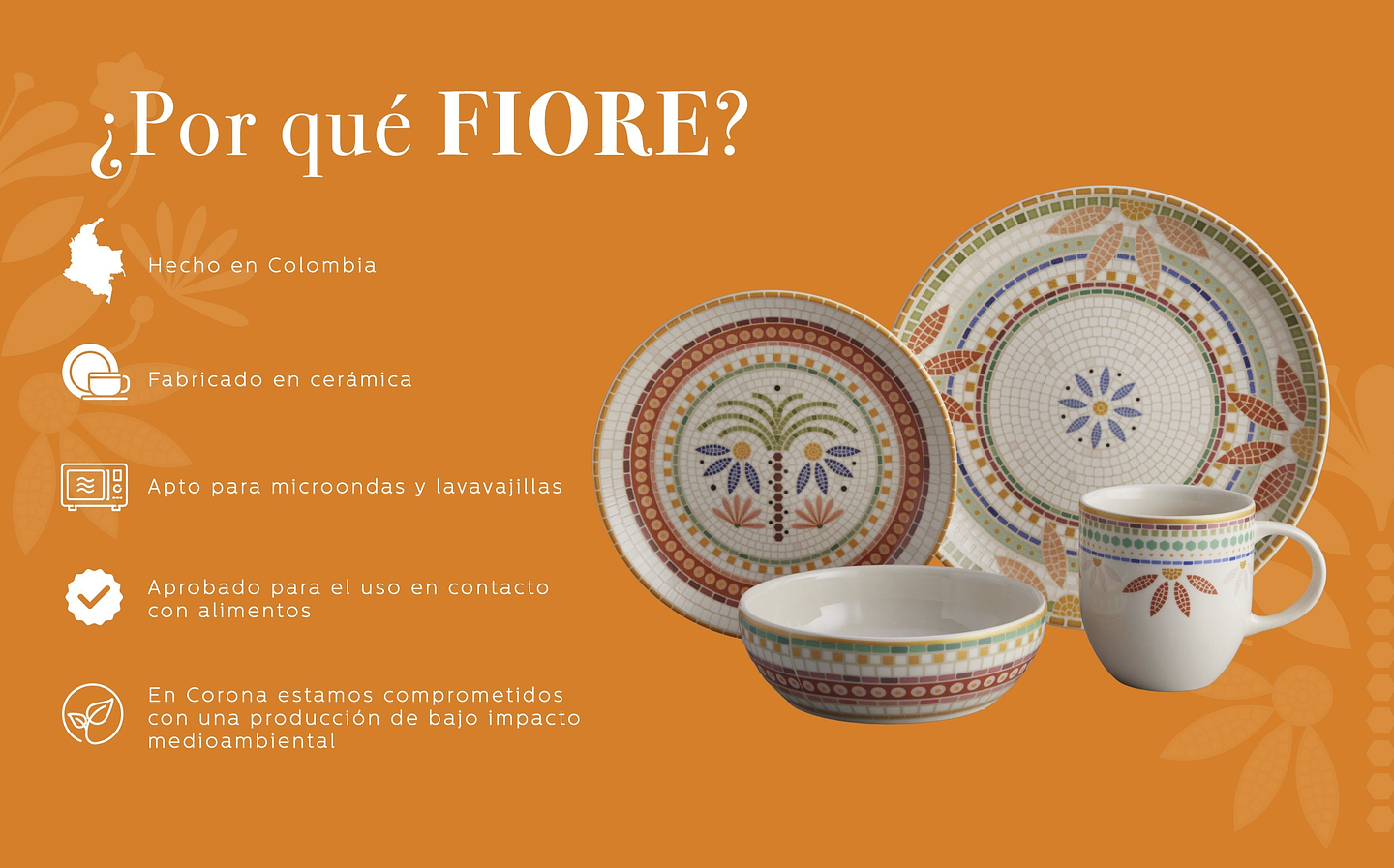 Vajilla Corona Fiore 4 Puestos 16 Piezas 2