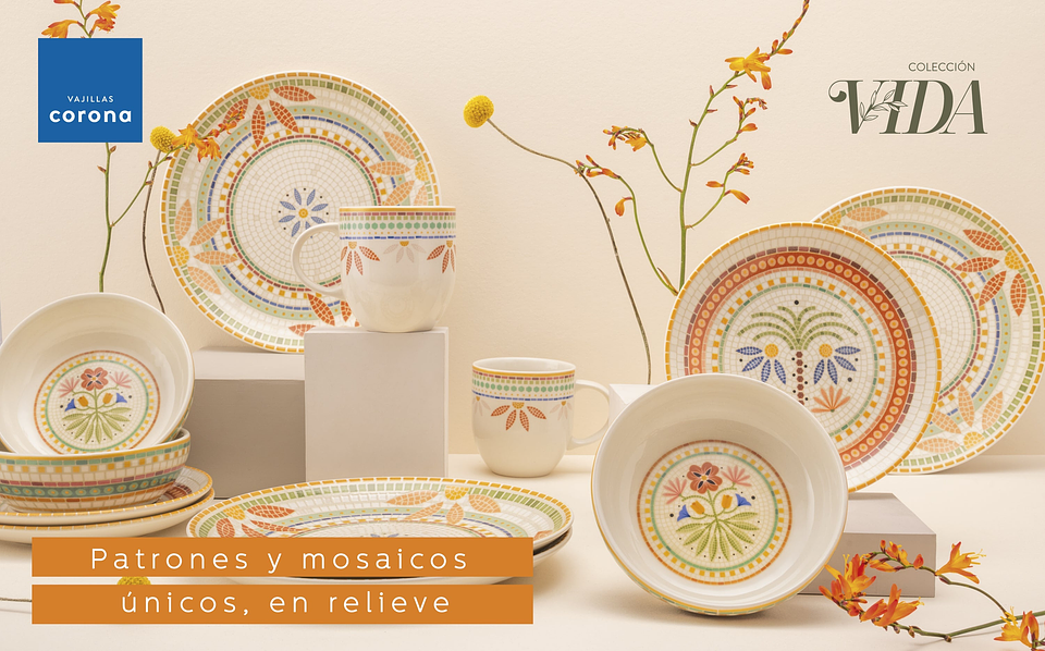 Vajilla Corona Fiore 4 Puestos 16 Piezas 5