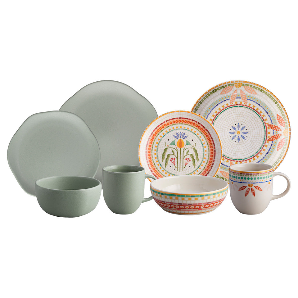 Vajilla Corona Combo Fiore + Olivo 8 Puestos 32 Piezas 1