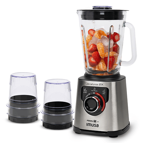 Licuadora Profesional Imusa Ultraforce 2x 1100w 2l Plateada + Picatodo + Molino