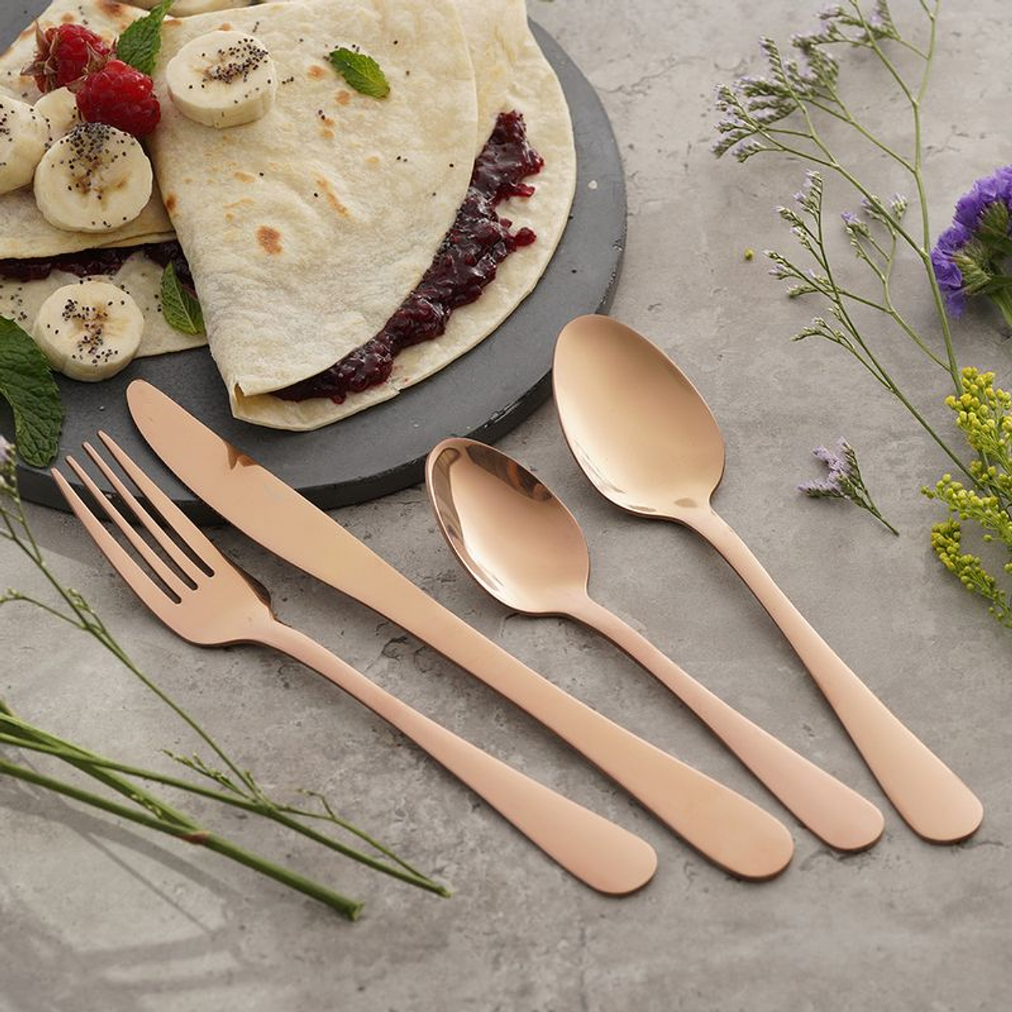 CUBIERTOS GOLDEN ROSE 16 PIEZAS 4