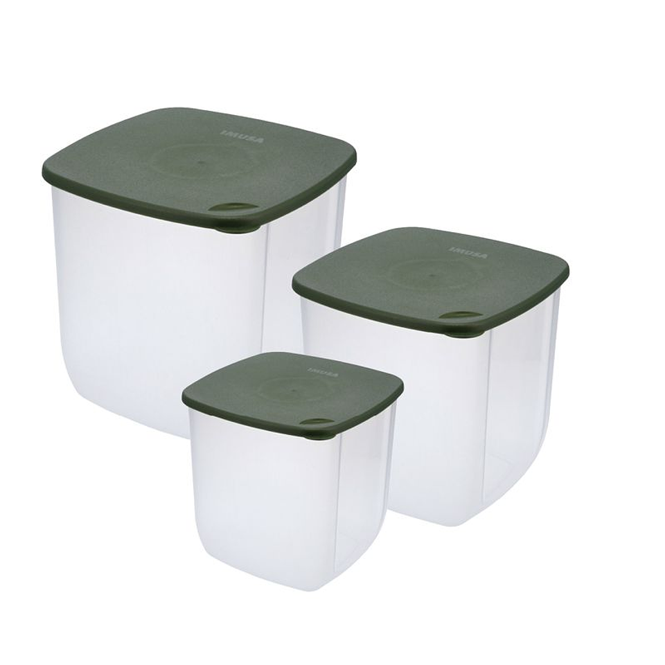 Juego de Recipientes Herméticos IMUSA TERRA Cuadrados 4L, 2L, 1L Verde 2
