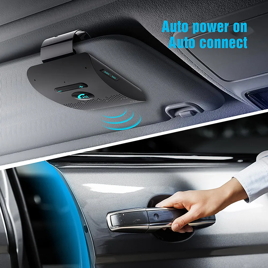 Kit de manos libres para coche, altavoz Hifi con receptor de Audio inalámbrico, reproductor de música MP3, cancelación de ruido, Clip para visera solar, Bluetooth 5,0, 2W 4