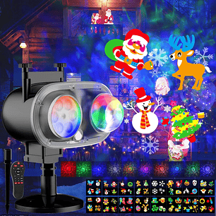 Proyector de luces de Navidad y Halloween para exteriores, 3D, Ola oceánica y 16 patrones, proyector láser impermeable para interiores, vacaciones de Halloween