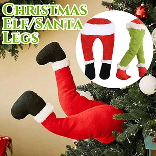 Navidad Santa/elfo pierna de felpa árbol de Navidad decoración accesorios Santa Claus verde Artificial pierna juguete para niños Navidad decoración del hogar
