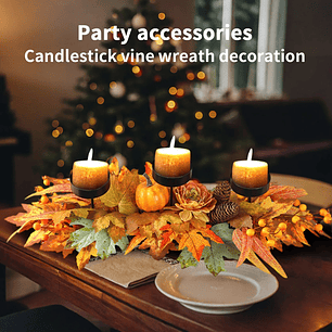 Candelabro navideño de tres patas, decoración del hogar, candelabro de escritorio, guirnalda de ratán, decoración para fiesta, adornos pequeños a juego