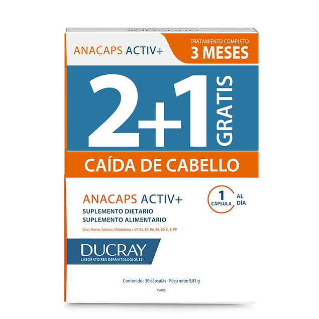 DUCRAY ANACAPS ACTIV+ 90 CAPSULAS  2+1 GRATIS
