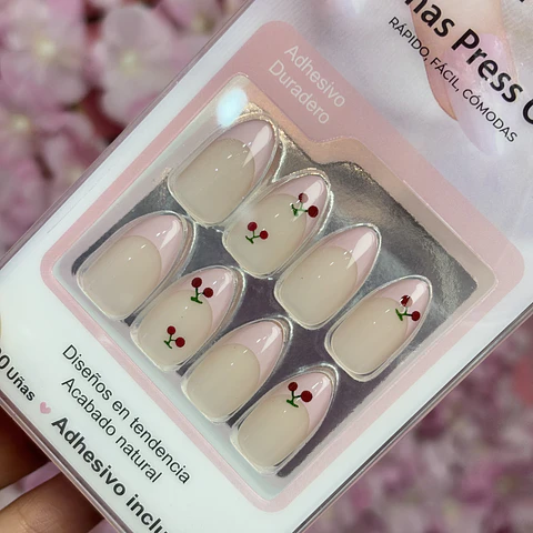 uñas press on "cereza"