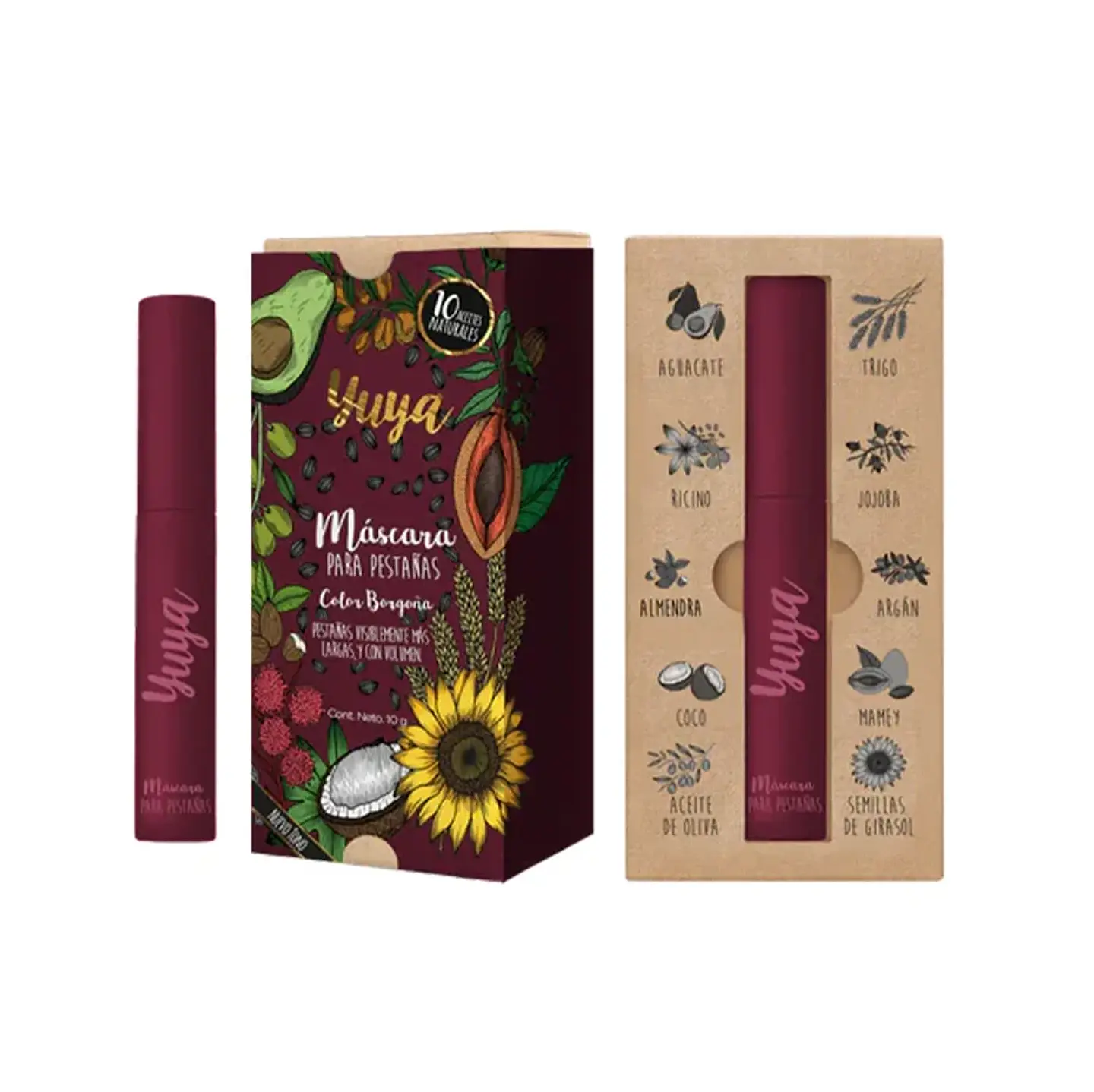 Máscara De Pestañas Yuya 10 aceites color Borgoña 1