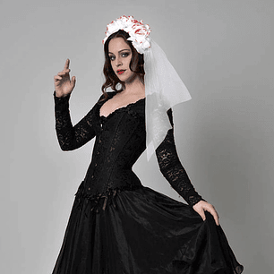 Cintillo Rosas Blancas Con Velo / Decoración Halloween