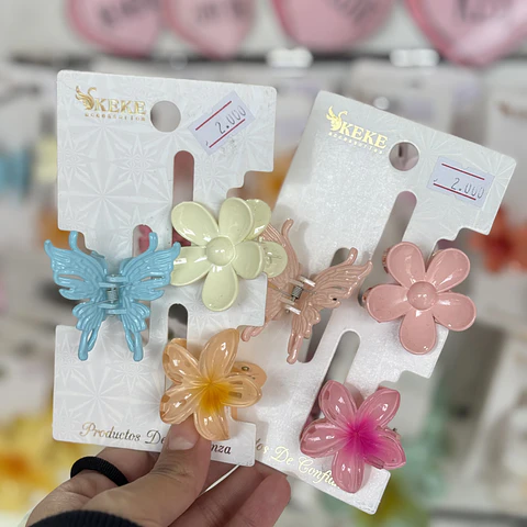 set pinches flor/hawaiana/mariposa (al azar)