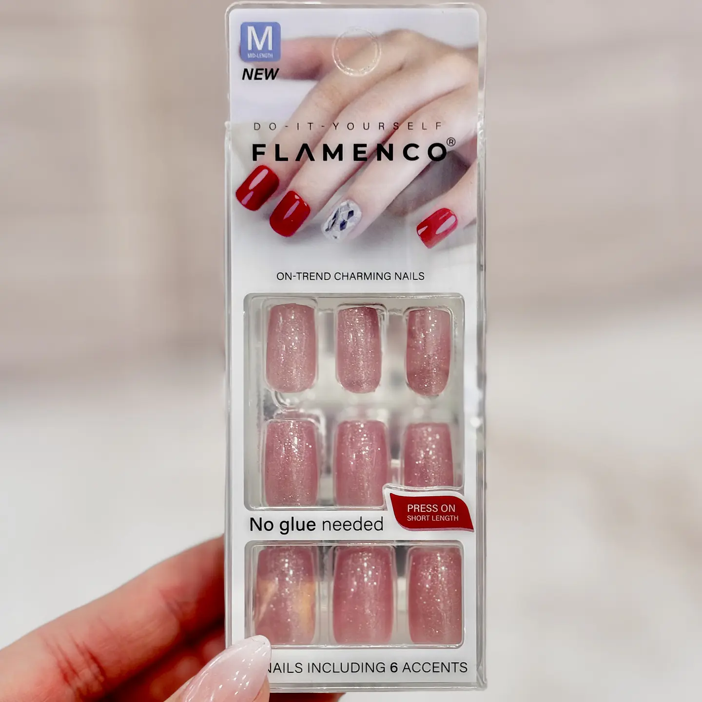 uñas press on cortas brillantes 1