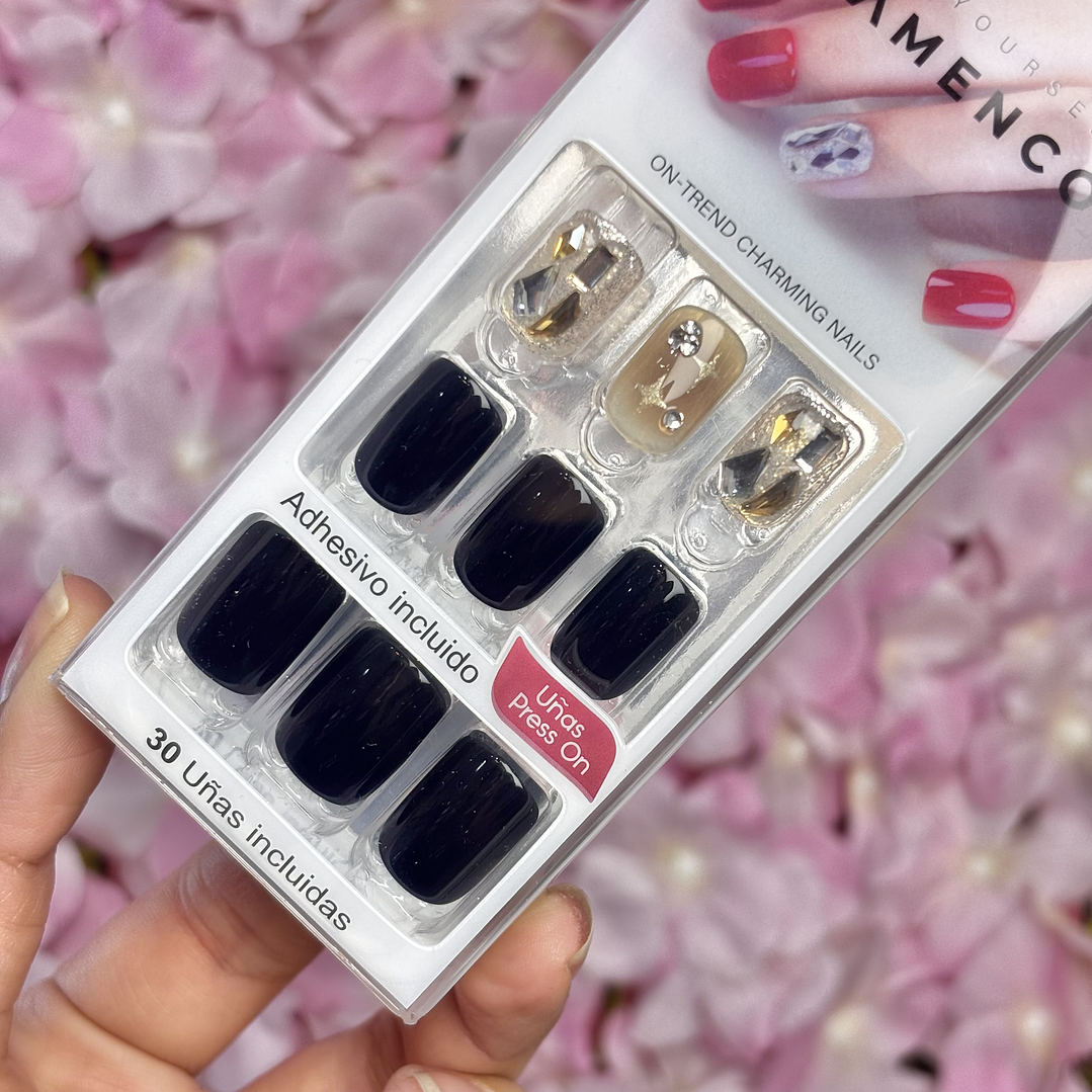 uñas press ON negras 2