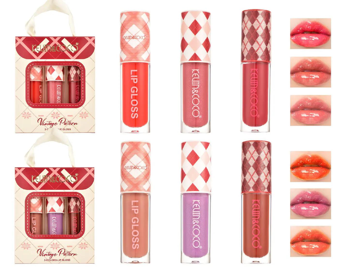 set 3 lip gloss “vintage pattern” 1