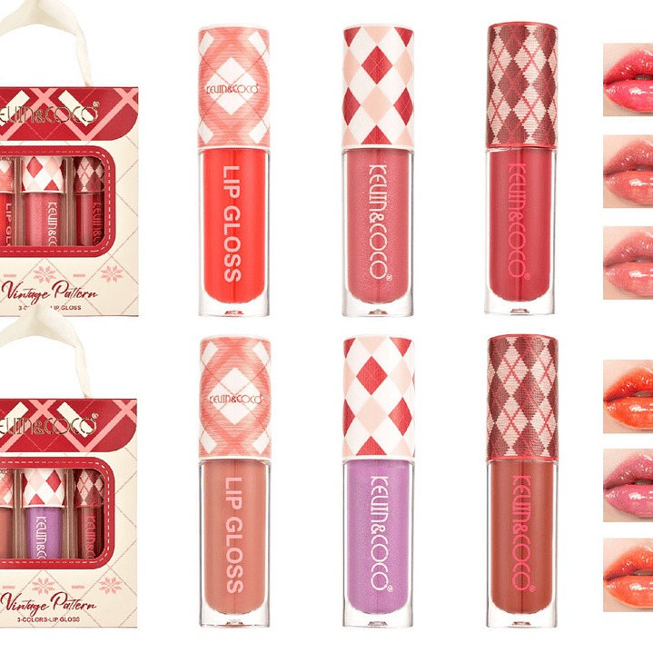 set 3 lip gloss “vintage pattern” 1