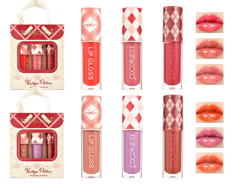 set 3 lip gloss “vintage pattern” 1