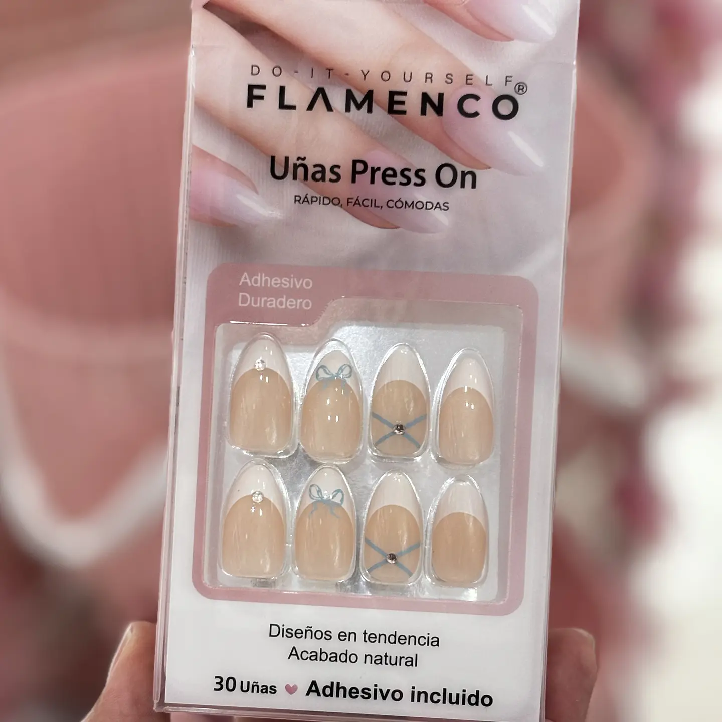 uñas press on lazo celeste (48) 1