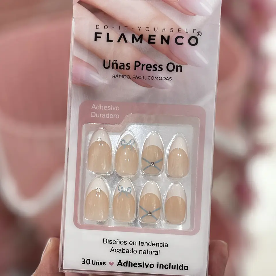 uñas press on lazo celeste (48) 1