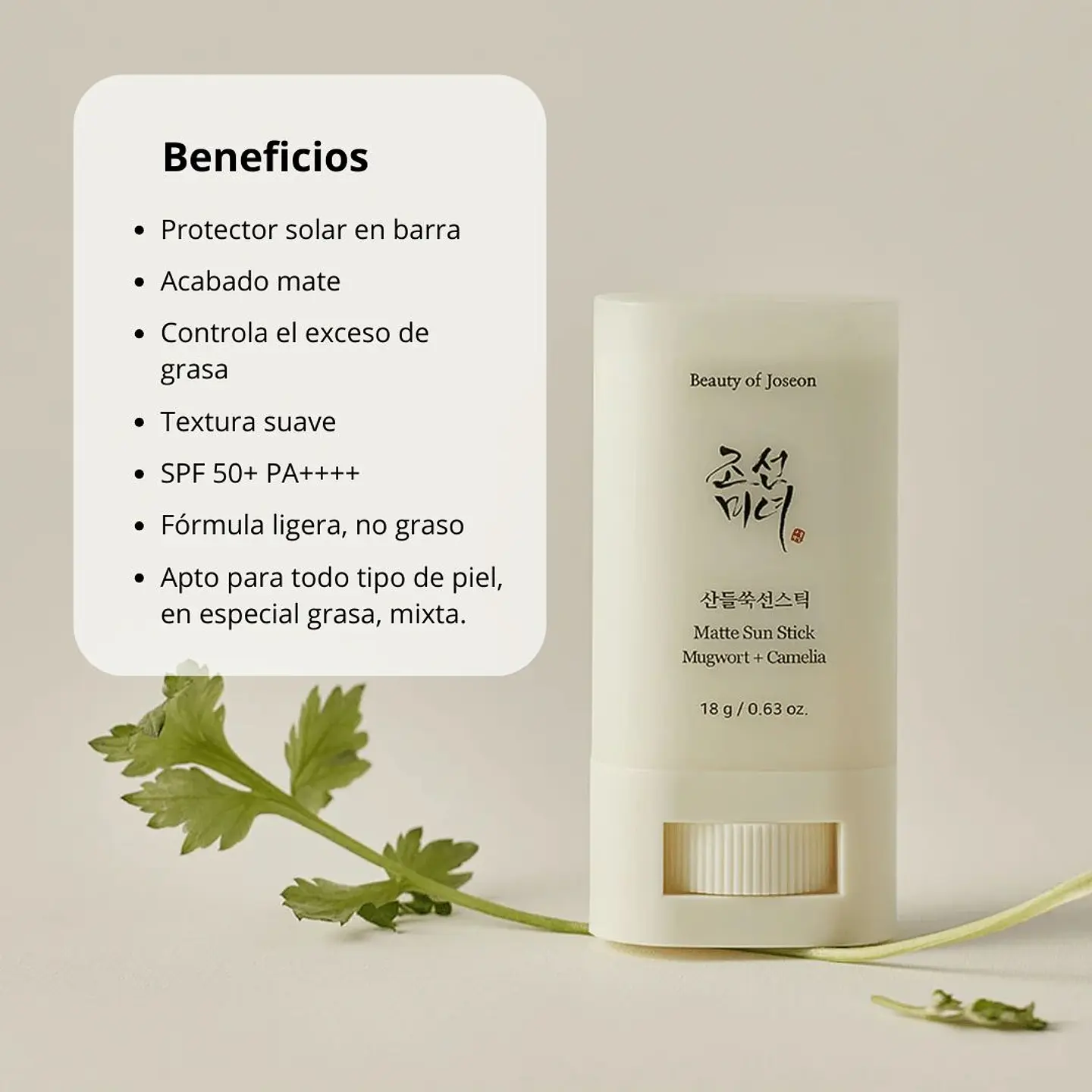 Protector Solar “Matte Sun Stick_Mugwort + Camelia” 18g 2