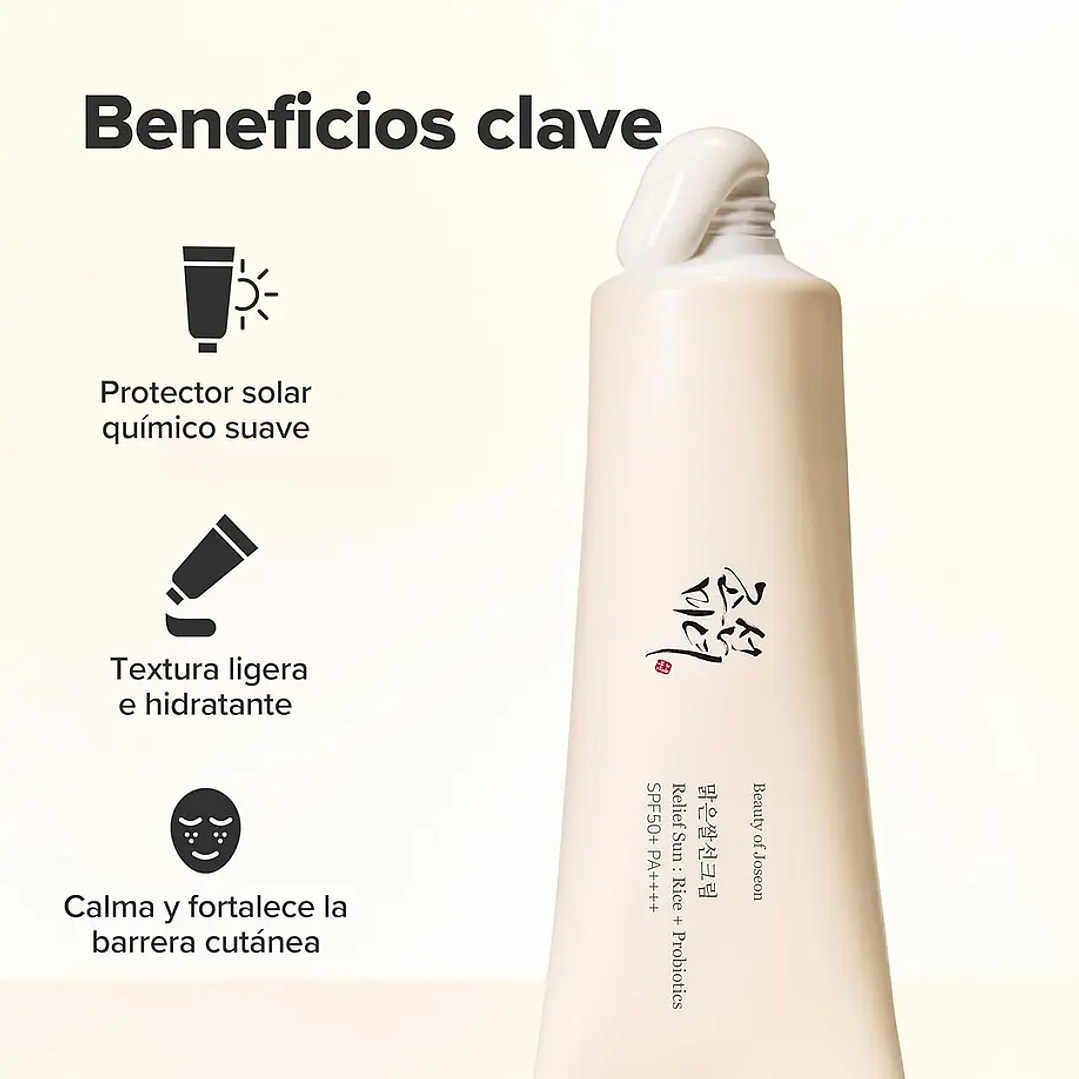 Relief Sun Rice + Probiotics SPF50+ PA++++ -50ml Protector solar aclarante con arroz y probióticos 2