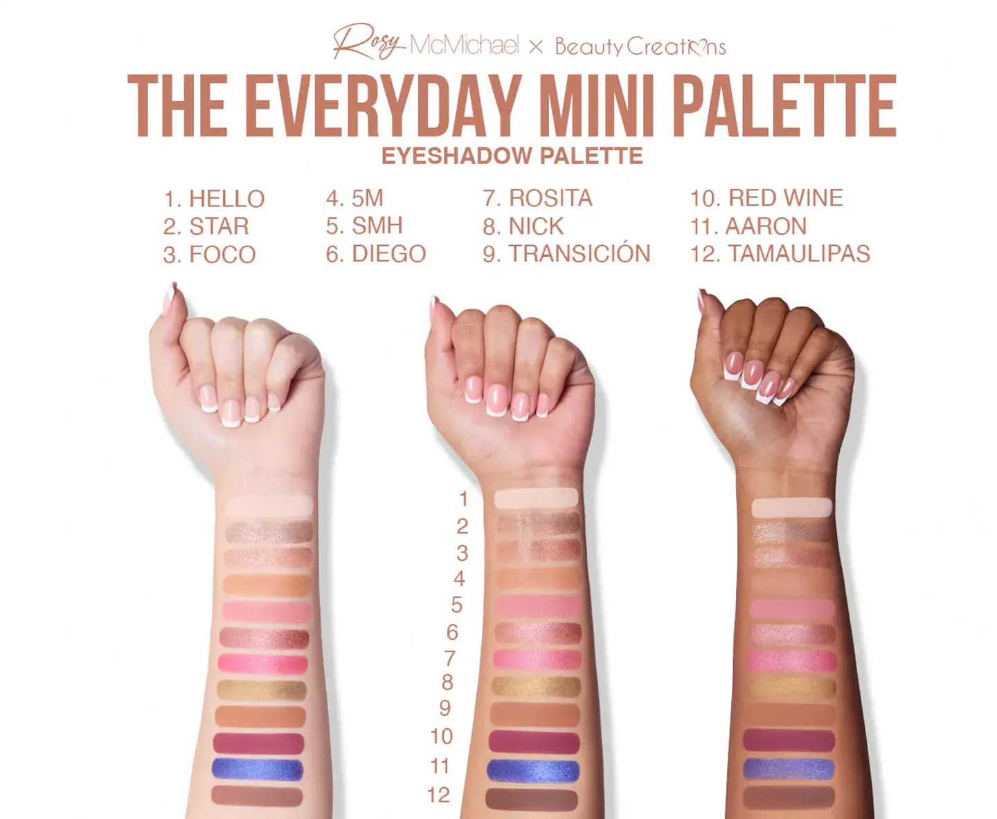 Rosy McMichael X Beauty Creations - Mini Paleta De Sombras - Rosy's Essentials Vol.1 3