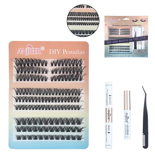 set de pestañas + pegamento y removedor 