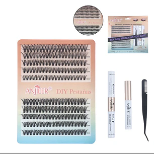 kit pestañas + pegamento y removedor