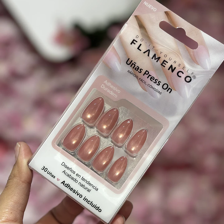 uñas press on rosa 2